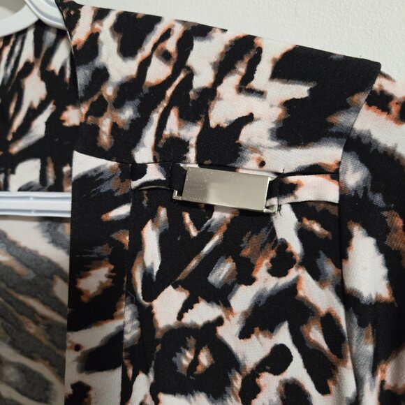 CALVIN KLEIN V-Neck Leopard Print Wrap Dress - Picture 5 of 7